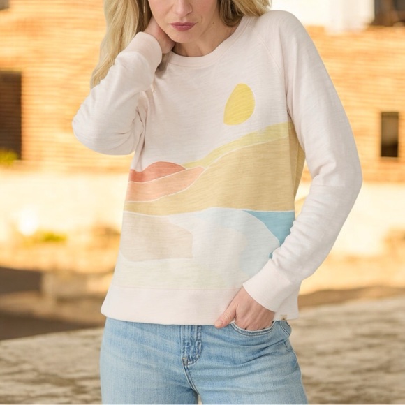 Faherty Sunwashed Slub Crew - Sandshell Soleil Size L - Picture 3 of 11